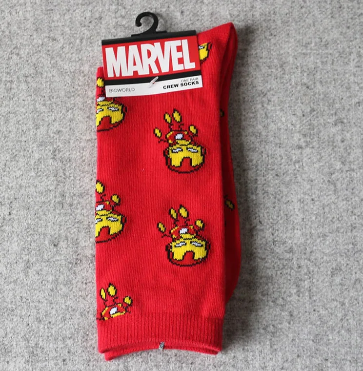 Герой комиксов Marvel General мужские носки с героями мультфильмов, Железный человек, Капитан Америка, по колено, теплые, сшитые, с рисунком, противоскользящие, повседневные носки - Цвет: 6