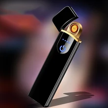 USB перезаряжаемая зажигалка с тонким сенсорным экраном encendedor зажигалки для сигарет маленькая ветрозащитная беспламенная электрическая плазменная зажигалка