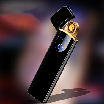 

USB Rechargeable Lighter Thin Touch Screen encendedor Cigarette Lighters Small Windproof Flameless Electric Lighter Plasma