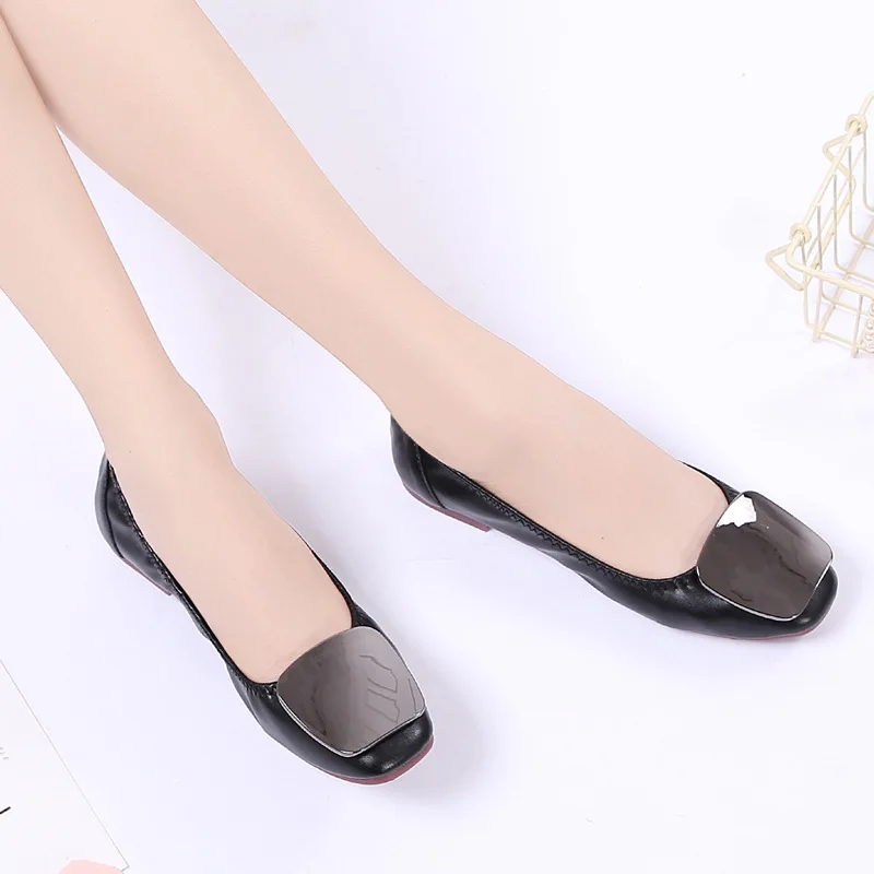 Luxury Women Flats Shoes Loafers Ballet Flats Shoes Woman Slip-On Solid Shallow Soft Bottom Comfort Ladies Shoes High Quality