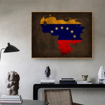 

Country Flag Maps Poster Venezuela Country Flag Map Canvas Print Home Decor Wall Art Decor No Frame