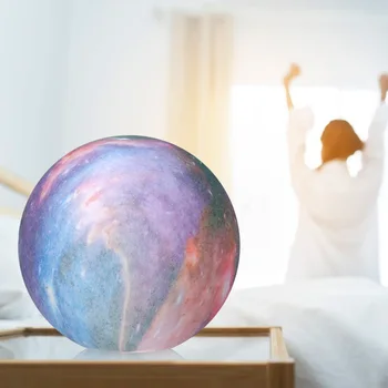 

Print Moon Shape LED Lamp 12cm 3D Bedroom Table Bedside Round Night Light White Light for Household Bedroom Ornaments