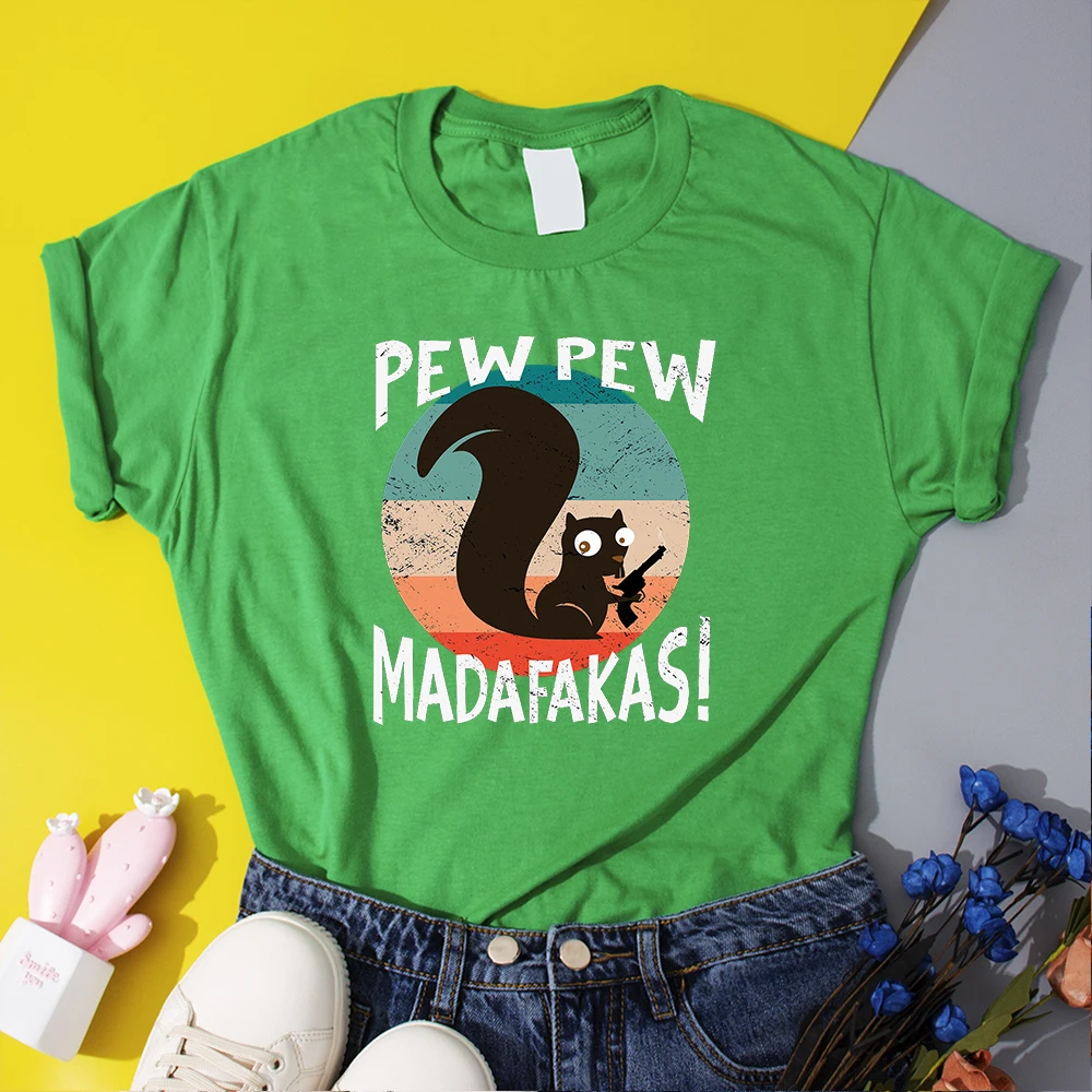 Футболка с рисунком белки Pew Madafakas женские футболки принтом летняя одежда в стиле