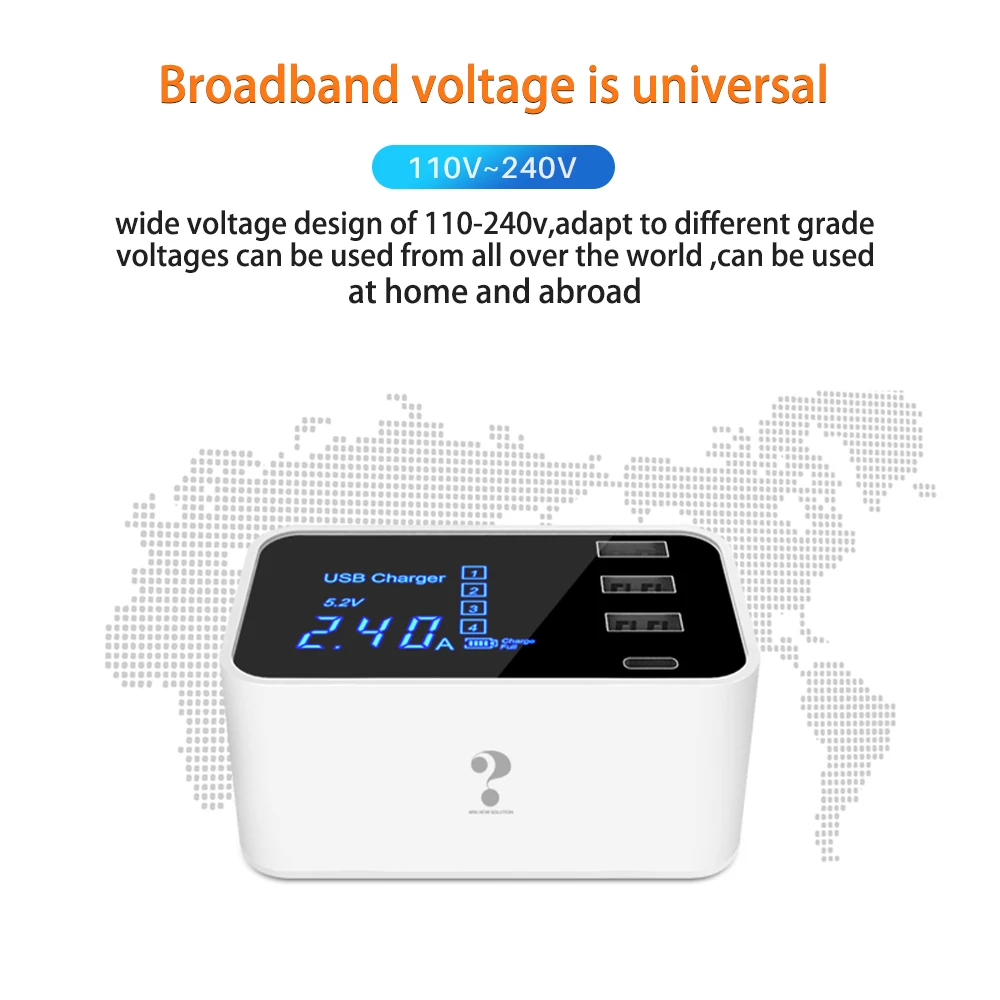 Type C Quick Charge Led Display USB Charger For Android iPhone Adapter Phone Tablet Fast Charger For samsung xiaomi huawei