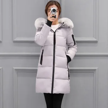 

Winter new jacket women high quality down coat female new long slim solid color female Jackets zip fur collar women down Jacket