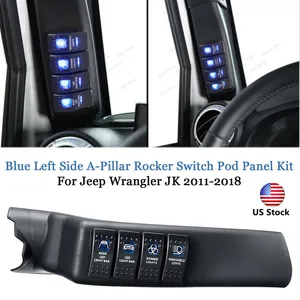 Image 2 - Blau EINE Säule Schalter Panel Kit 4 LED Pod Links Hand für Jeep für Wrangler 11 18 JK UNS