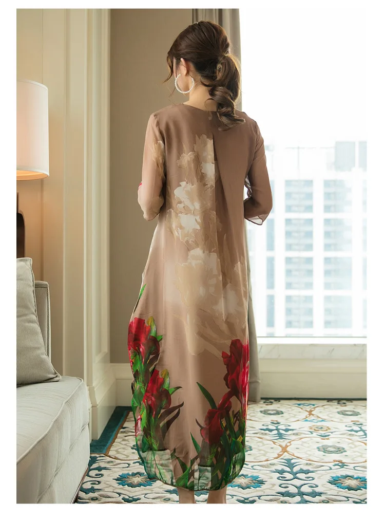 Zomer Nieuwe Zijden Jurken 2020 Vrouwen Casual Tops Boho Bloemen Losse Elegante Onregelmatige Jurk Vestidos Hoge Kwaliteit LX1685 Zomer Nieuwe Zijden Jurken 2020 Vrouwen Casual Tops Boho Bloemen Losse Elegante Onregelmatige Jurk Vestidos Hoge Kwaliteit LX1685