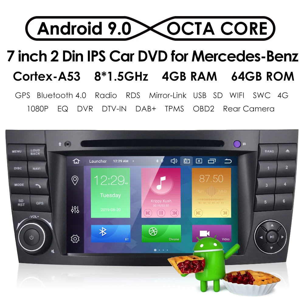 DSP ips, 4 ГБ, 64 ГБ, Android 9,0 автомобильный dvd-плеер с двумя цифровыми входами для Mercedes Benz e-класс W211 E200 E220 E300 E350 E240 E270 E280 класс CLS W219