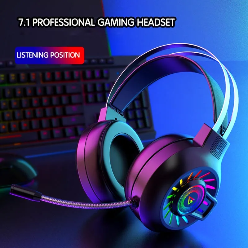 7 1 Stereo LED Gaming Headset For PS4 XBOX Gamer Headphone with Mic Noise Cancel Kid Audifonos PC Computer Over Ear Music Helmet