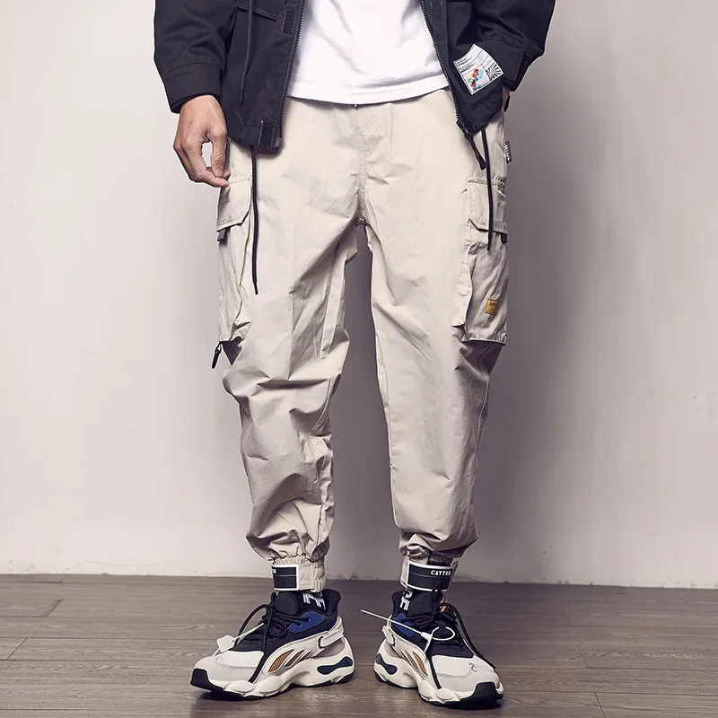 

Idopy Fashion Men Cargo Pants Slim Fit Urban Style Hip Hop Patchwork Pocket Trousers Cuffed Joggers Pants For Men