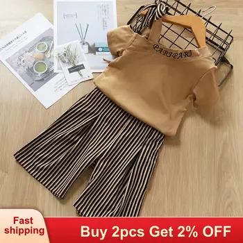 

Baby girl clothes New Summer Girl Clothing Trendy Short Sleeve Top + Striped Pants Kids Suit Fashion Children Clothing for girls