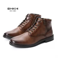BHKH 2022 Autumn/ Winter Men Boots Zip Lace-up Ankle Boots Smart Business Work Office Dress Shoes  Man Shoes
