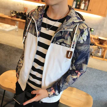 

Mountainskin New Men's Jacket Autumn Jacket Mens Flower Patchwork Hooded Coat Slim Fit Mens Brand Clothing M-4XL SA766