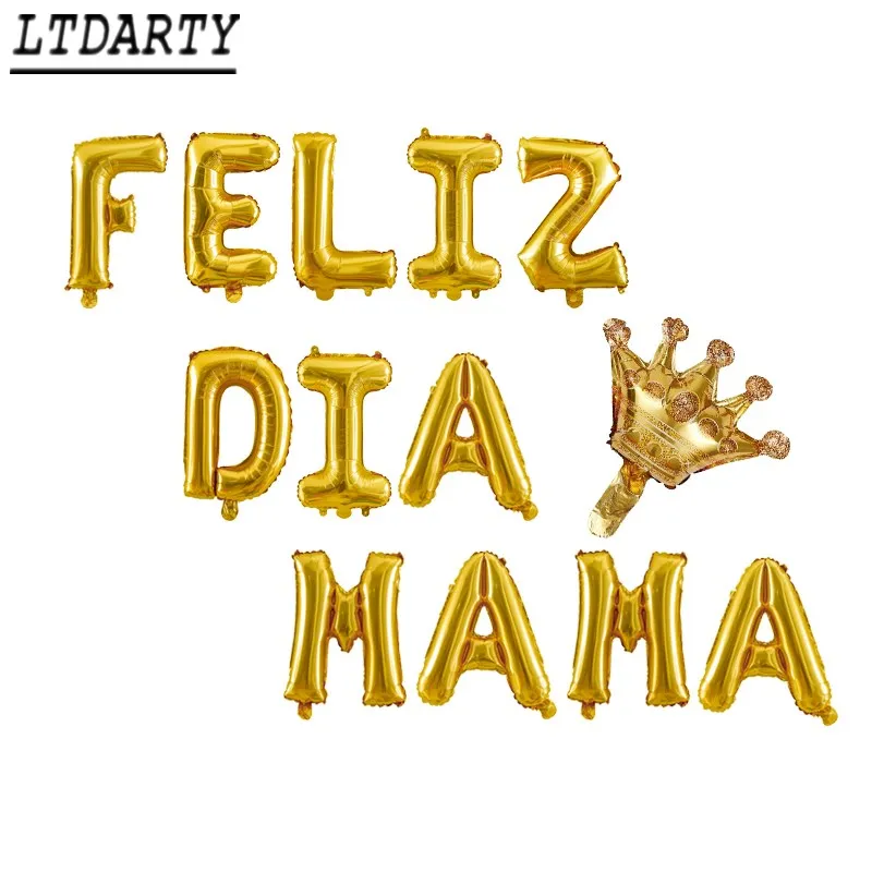 16 дюймов твердой Цвет золотого и серебряного цвета с буквенным принтом испанский