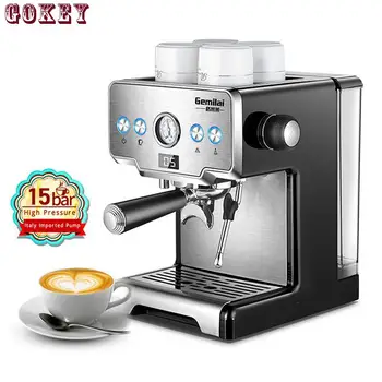 

15 bar Italian coffee machine semiautomatic Stainless steel steam Milk frother Espresso coffee machine Commercial 1683452