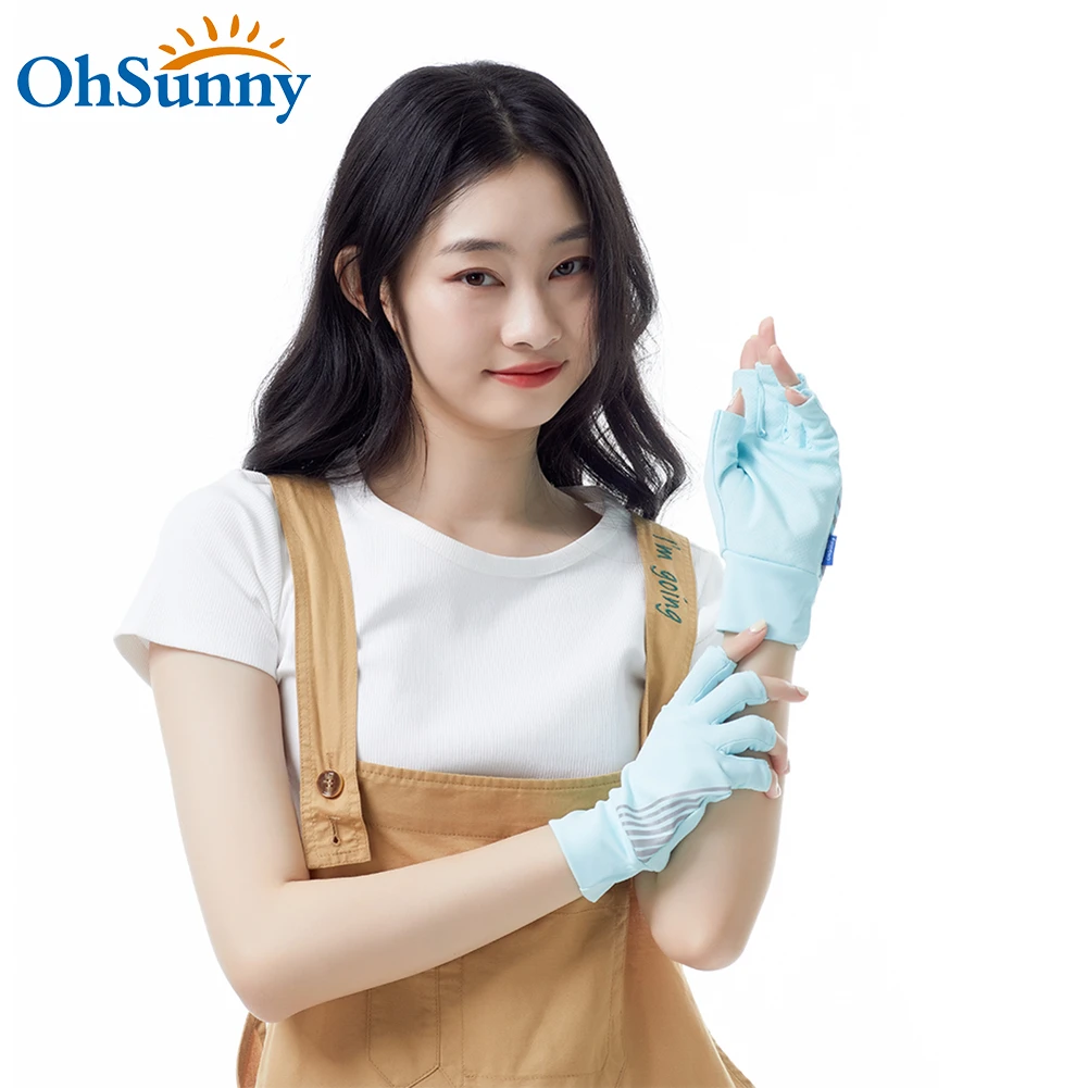 OhSunny Professional Anti-UV Gloves UPF 50+ Short Non-Slip Summer Sunscreen Driving Half-Finger Breathable Couple Style