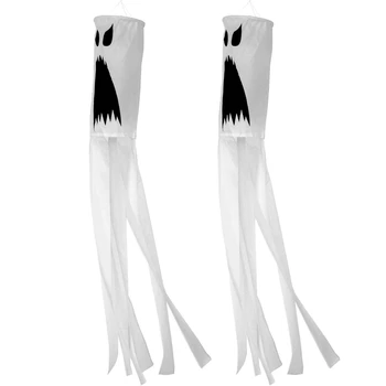 

2 Packs of 40-Inch Halloween Ghost Wind Vane, Halloween Wind Vane Front Yard Patio Lawn Garden Party Decoration