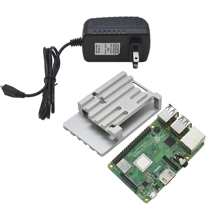 3 в 1 для Raspberry Pi 3 Model B+(Plus) плата+ Cnc алюминиевый чехол+ 5 В 3 А адаптер питания с Wifi и Bluetooth