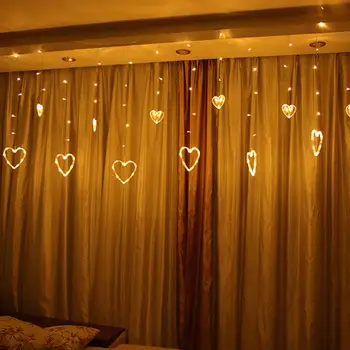 

Curtain Lamp Heart Shape 2.5M 8 Modes Outdoor Festival Christmas Lights Decoration Lamp String Fairy String Light 220V