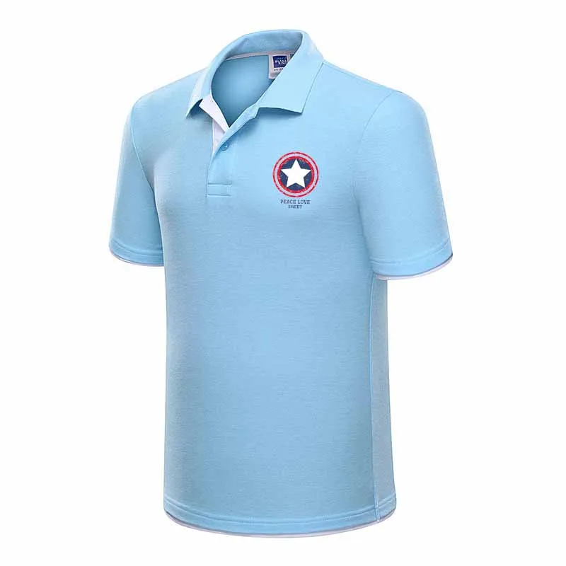 Mens Polo Shirt Brands Clothing 2019 Captain AmericaShort Sleeve Summer Shirt Man Black Cotton Poloshirt Men Plus Size Polo Shir
