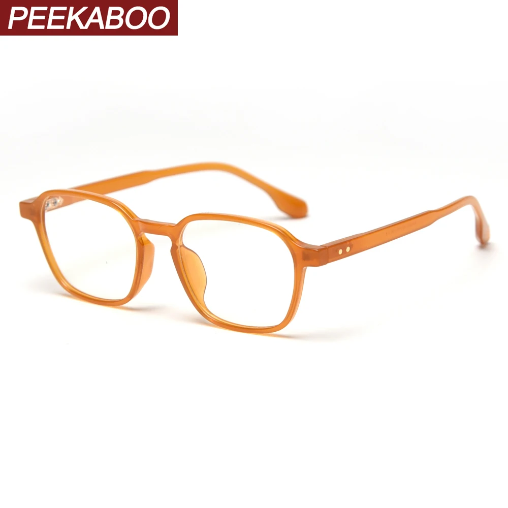 

Peekaboo blue light blocking glasses square male tr90 korean style retro prescription glasses frames for women unisex orange