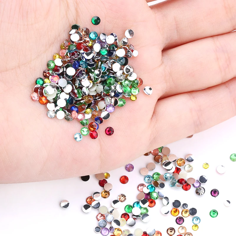 혼합 멀티 사이즈 3-5mm 2000 개/가방 수지 Rhinestones 다채로운 비 핫픽스 Flatback 네일 Rhinestoens 옷 3D 아트 장식