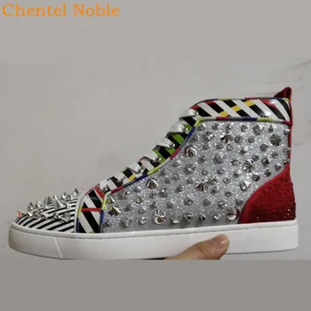 

Brand Chentel Noble Crystal Studded Leather Loafers Men Casual Shoes Party Dress Shoes Men Flats Irregular Pattern Sneakers