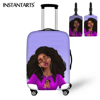 

INSTANTARTS Colorful Art African Girl Luggage Thicken Protector Cover Suit for"18-30" Inch Elastic Travel Pouch Water Proof Case