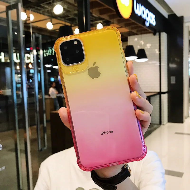 N1986N чехол для телефона iPhone 11 11 Pro Max X XR XS MaX 6 6s 7 8 Plus модный градиентный цветной противоударный мягкий ТПУ для iPhone X - Цвет: T3