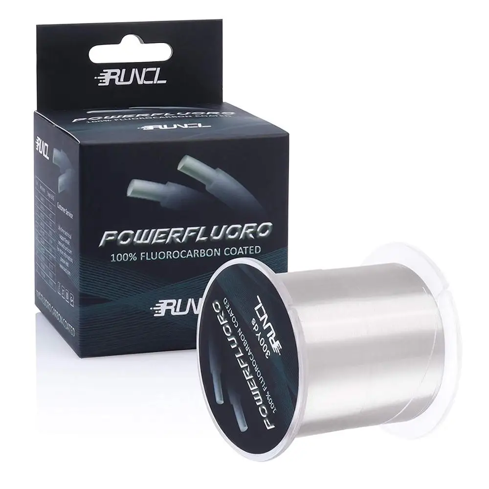 RUNCL powerfluero леска 1000/500 ярдов, фторуглеродная леска с покрытием, леска для ловли-практически невидимая