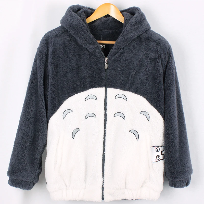 Толстовка с капюшоном Kawaii Totoro для мужчин и женщин Harajuku Мягкие плюшевые толстовки размера плюс больше размера d пальто-жакет для косплея Свободная Толстовка