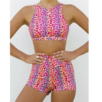 

Womens Summer Two Piece Set Set Leopard Print Short Sets Women Clothes Casual Outfits Femenino
