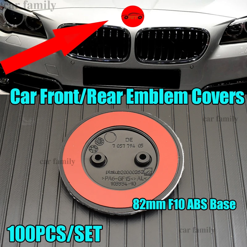 

100pcs For F10 82mm Original 2PINS Epoxy resin ABS Car Racing Grills Auto Emblem badge logo Front Bonnet Covers Label Cap