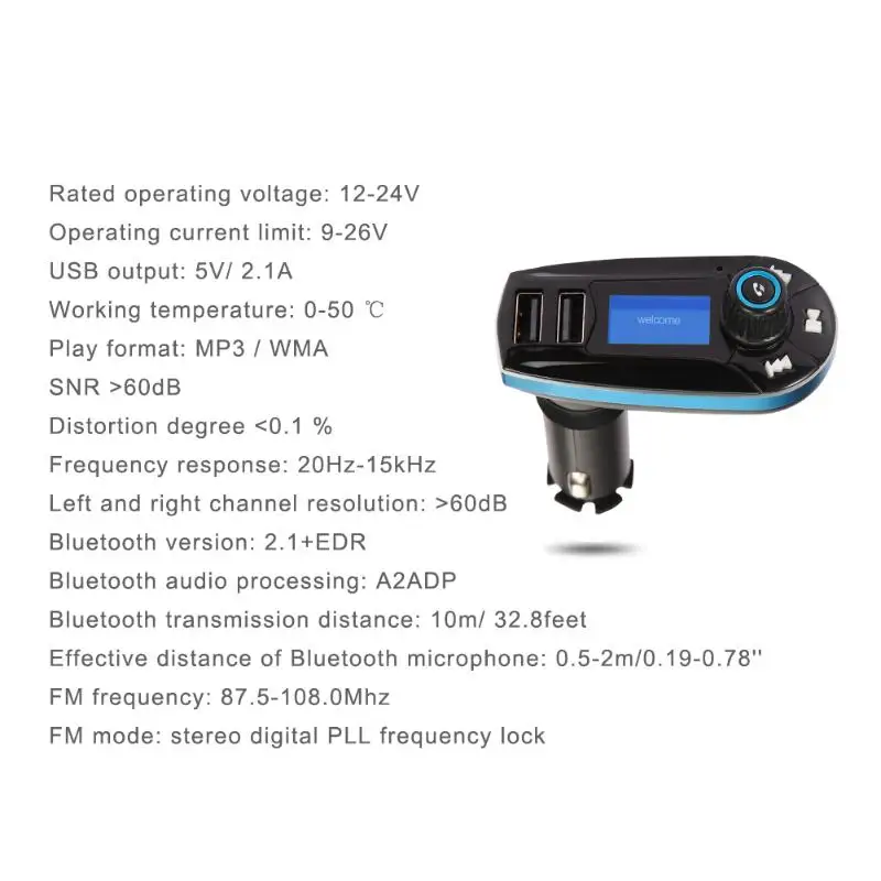 618C fm-передатчик Bluetooth Handsfree автомобильный комплект AUX модулятор Авто аудио mp3-плеер с 2.1A двойной USB Автомобильное зарядное устройство