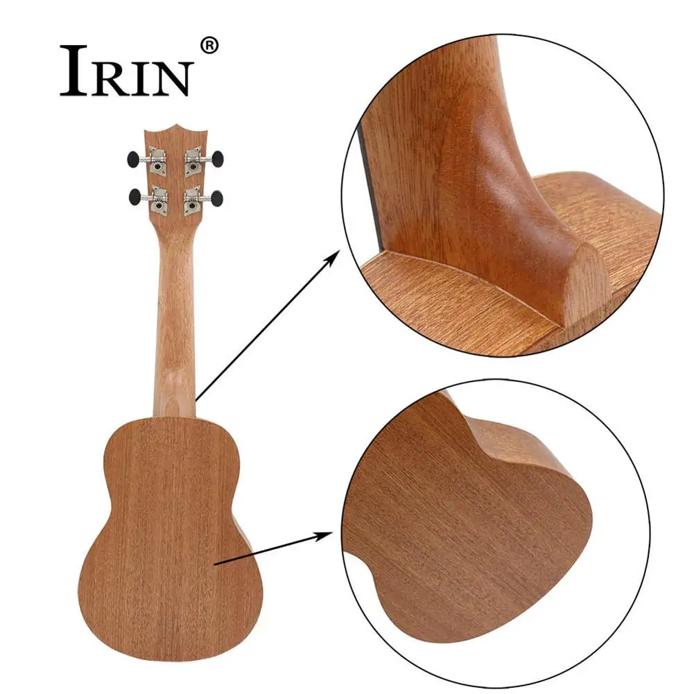 21inch Ukulele Sapele Wood Flower Sound Hole 15 Fret Four Strings Guitar Bag String Capo Strap