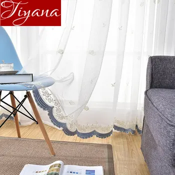 

Rose Curtain Sheer Panel Mesh Curtain for Living Room Embroidery Voile Drape White Blind Cortinas Custom Made X595 #30
