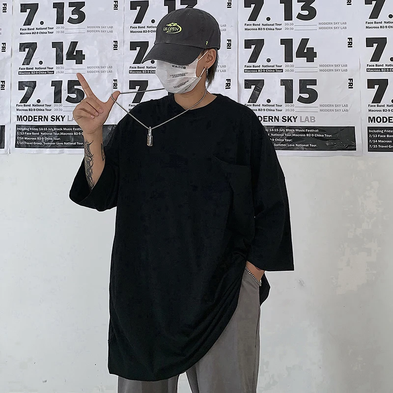 Solid Vintage O Pockets neck Oversized Autumn men T shirt long Sleeve plus size tee Korean style minimalist solid clothes 2019 Solid Vintage O Pockets neck Oversized Autumn men T shirt long Sleeve plus size tee Korean style minimalist solid clothes 2019