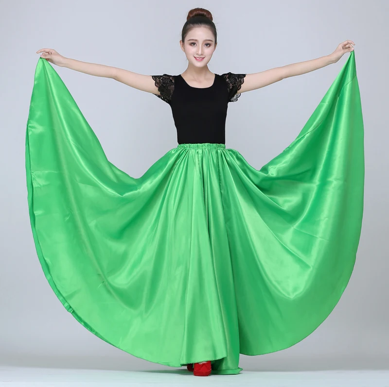 Color5 one skirt 10 цветов, женские бальные костюмы для танца живота, полиэстер, атлас, испанская Цыганская юбка для фламенко, ПЕРФОРИРОВАННОЕ платье, одежда для сцены - Цвет: Color5 one skirt
