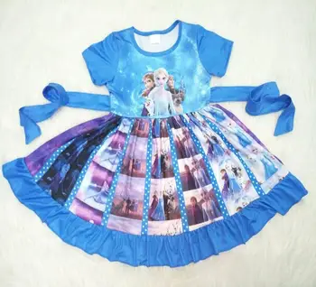 

girl dress with short sleeve little girls cartoon frocks with belt girl twirl dress