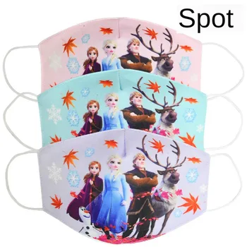 

2020 Cartoon Children Face Mask Dustproof Breathable Anti-fog Haze Mask Sun-resistant Anna Elsa Print Face Mask Wholesale