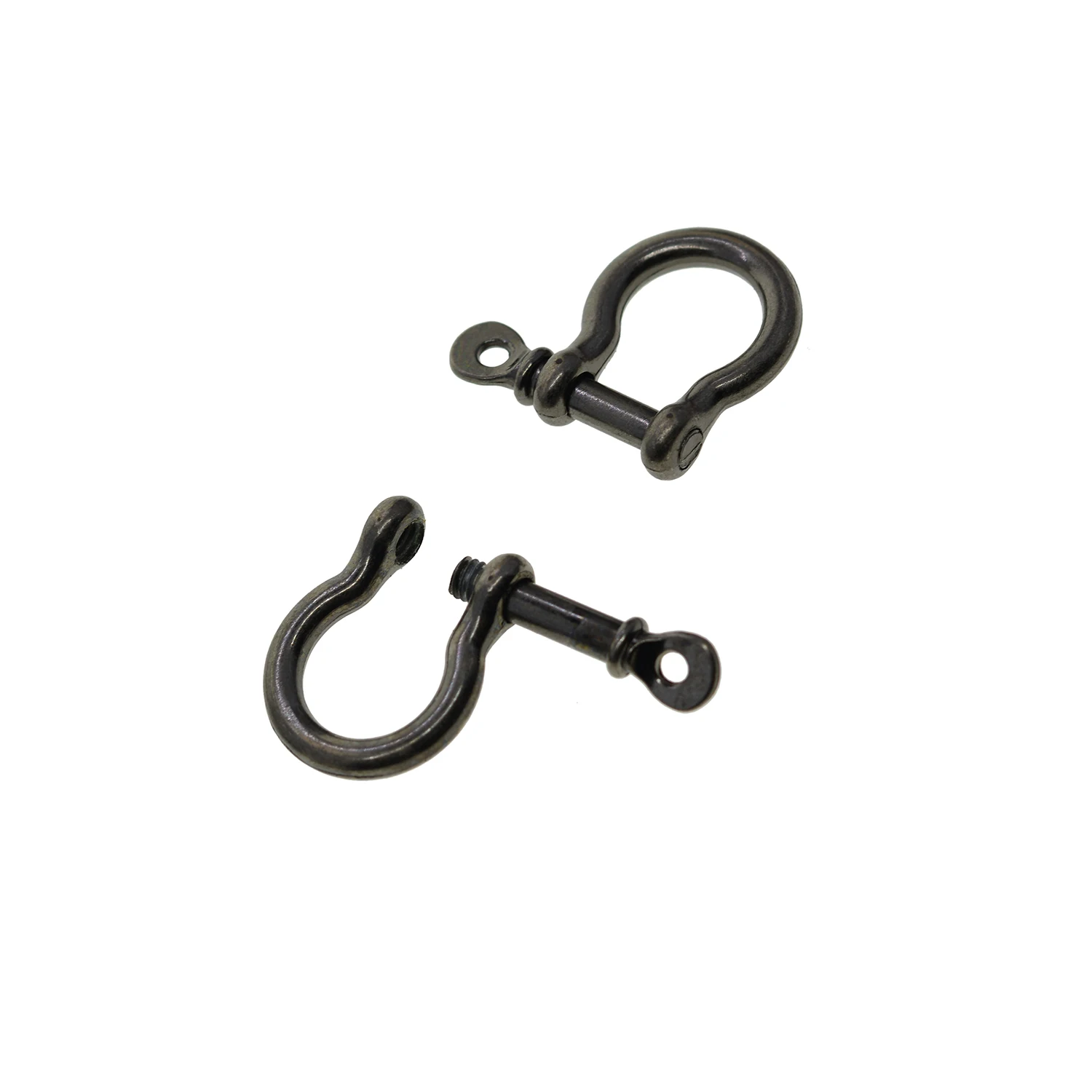 wholesale 50 gunmetal alloy screw pin lock U hook shackle leather bangle connector joint horse shoe keychain lanyard FOB EDC DIY
