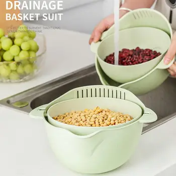 

Wheat Bowl Double Layer Draining Basket Bowl Fruit Sink Washing Strainer Tureen Strainer Colander Kitchen Supplies