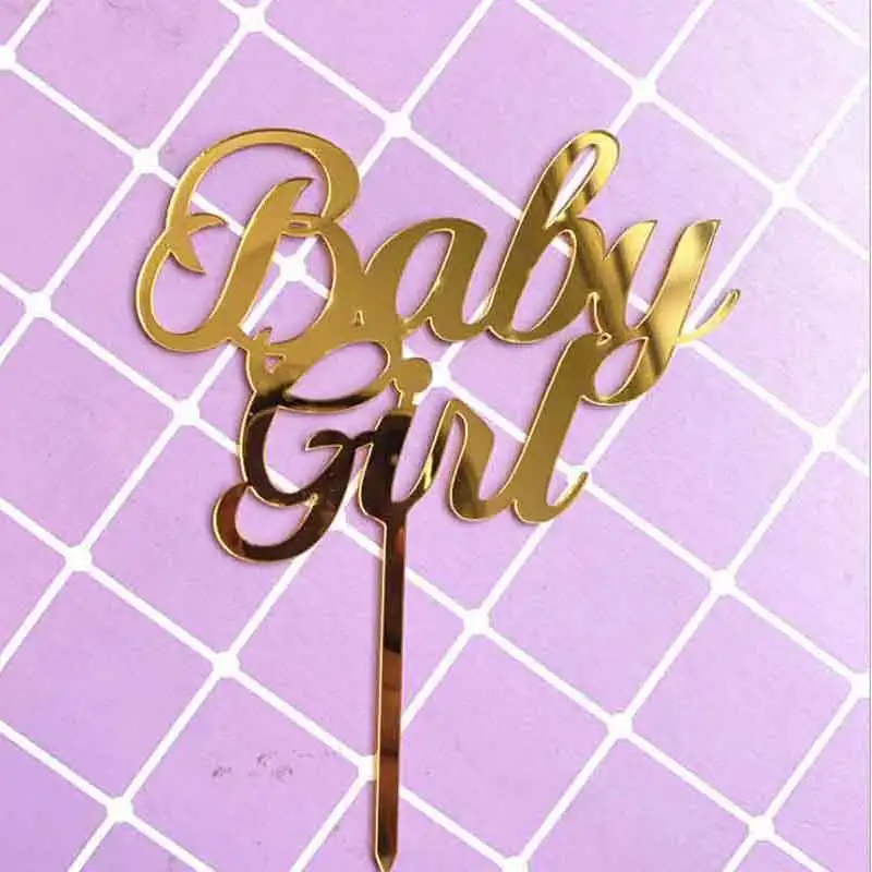 gold girl Топперы для торта для маленьких девочек и мальчиков, флаги для детей с днем рождения, розовые, синие, золотые топперы для кексов, свадебные, вечерние, декор для детского душа - Цвет: gold girl