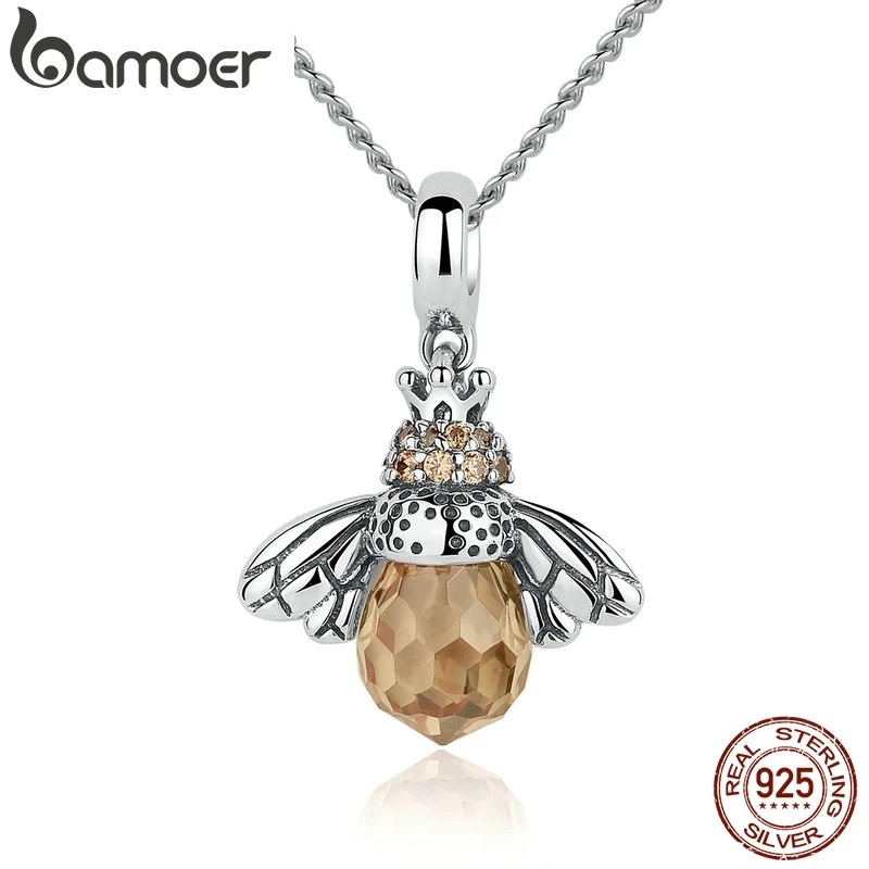 Necklace Pendants Fine-Jewelry Animal Orange 925-Sterling-Silver BAMOER Women Lovely