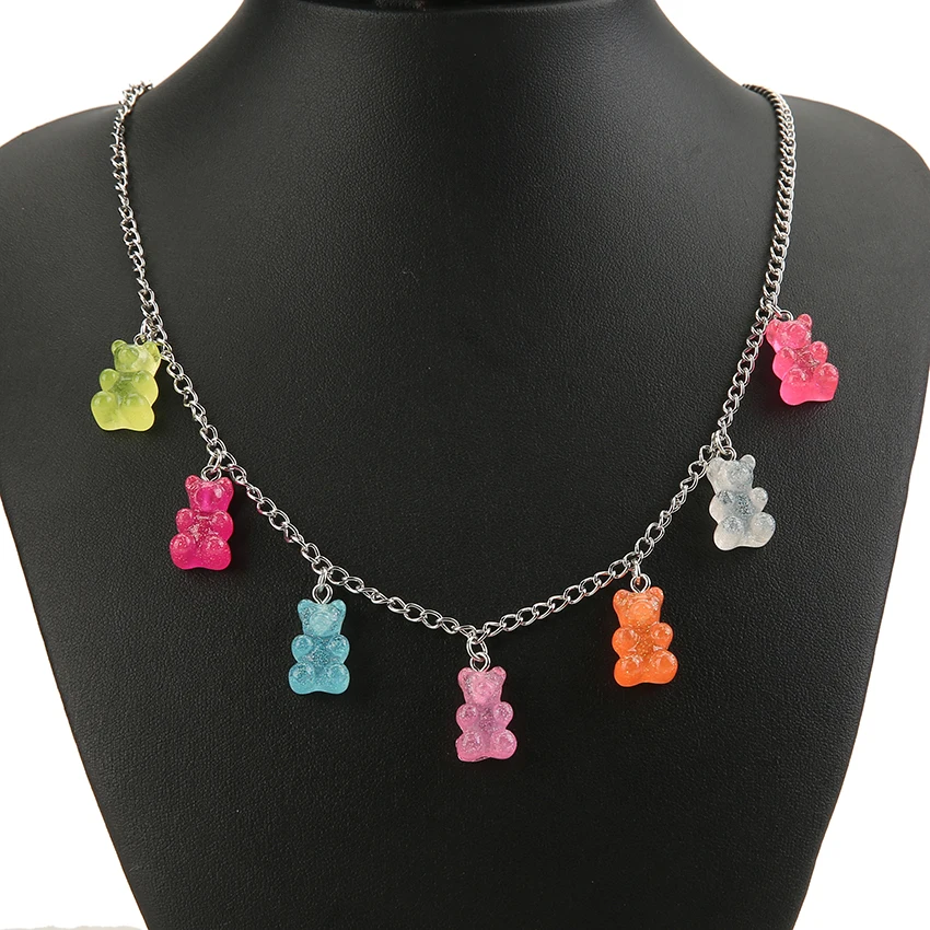 1 шт женское ожерелье из разноцветной смолы Gummy Bear для детей подарок на день рождения праздничные ювелирные изделия