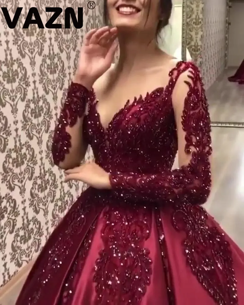فستان سهرة شفاف بأكمام طويلة فستان سهرة أنيق للنسا
