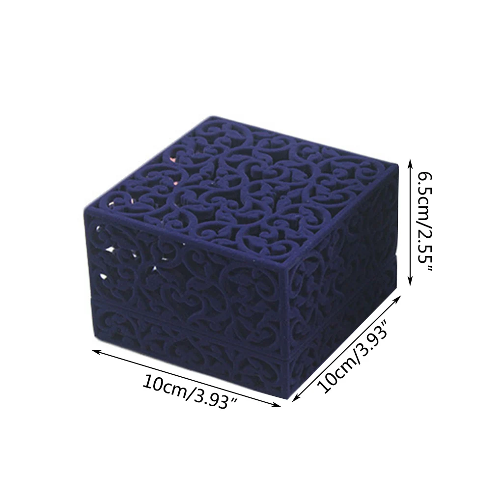 Полый Королевский синий бархат коробка ювелирных изделий Кольцо Браслет Ожерелье Дисплей Органайзер подарочная коробка
