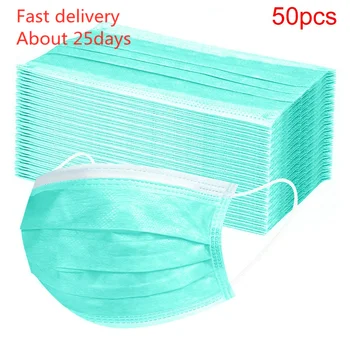 

Face Mask 마스크 50pcs Disposable 3-Ply Masks Anti-Dust Face Mask With Elastic Earloop Kids Fast Delivery