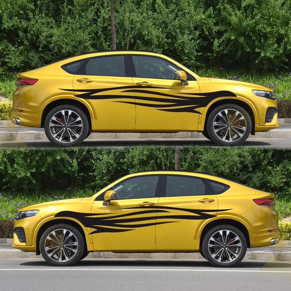 

Car Stickers Long Striped Stickers Flame Totem Bumper Stripe Graphic Body Applique Universal Model Cars Decoration