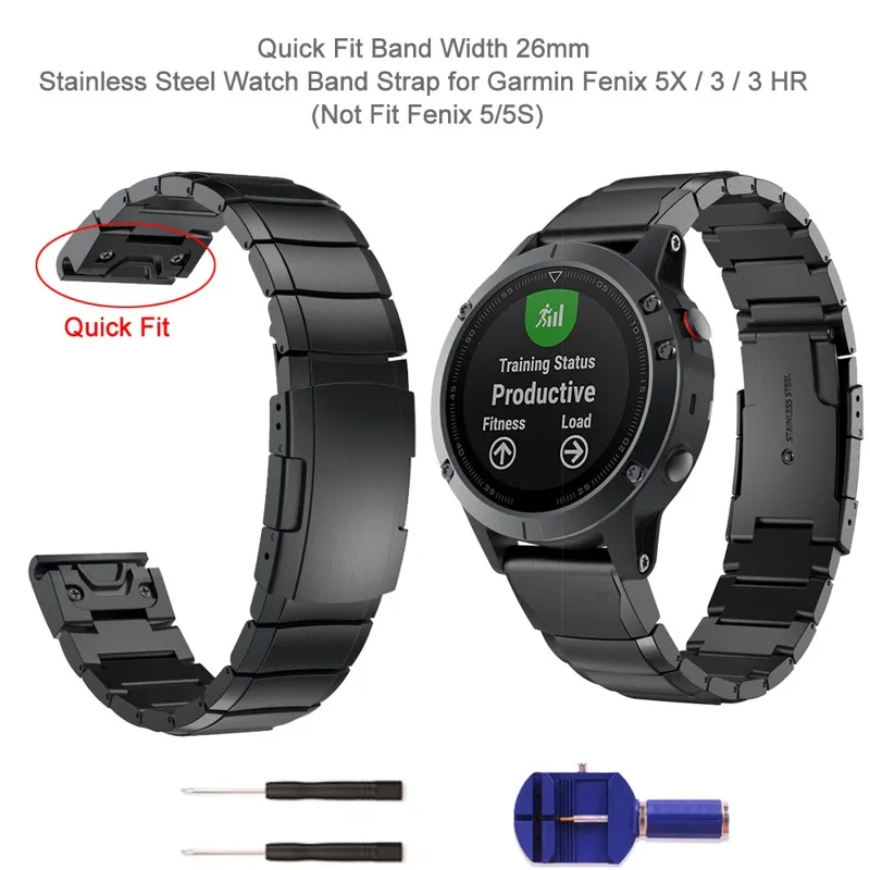 Металлический ремешок для часов Fenix 6X браслет из нержавеющей стали 26 мм Garmin 5X/Fenix 5X